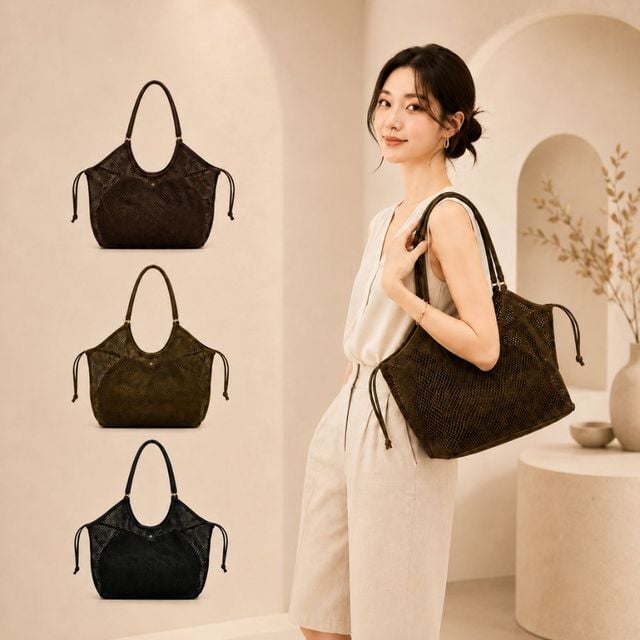 여성 대용량 펀칭 숄더백 이너파우치 포함 SQ-1010089 - 이미지 2