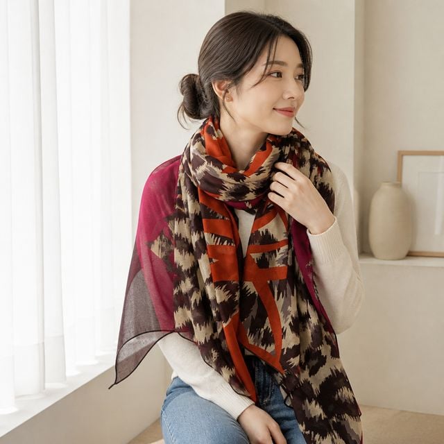 여성 목도리 롱 스카프 와이드 국내 생산 - 이미지 1
