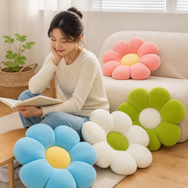 코듀로이 데이지 방석 의자 소파 쿠션 거실용 인테리어 홈데코 소품