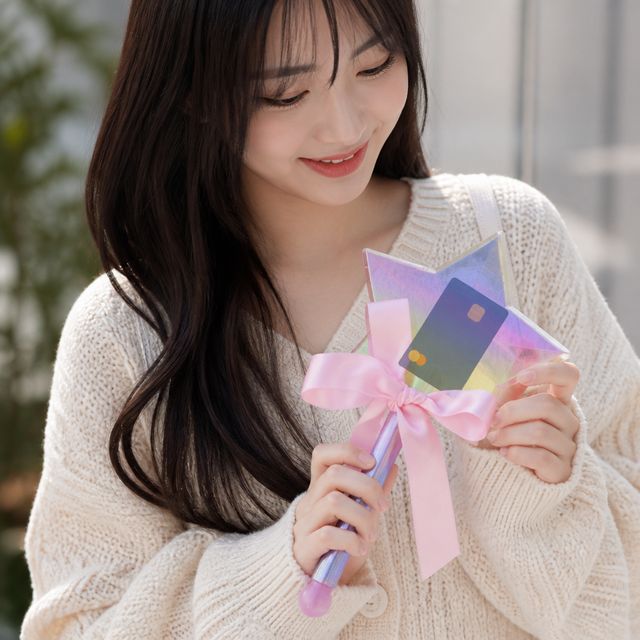 마법소녀 마법봉 카드홀더 교통카드 지갑 목걸이 카드케이스 사원증 수납 선물용 - 이미지 1