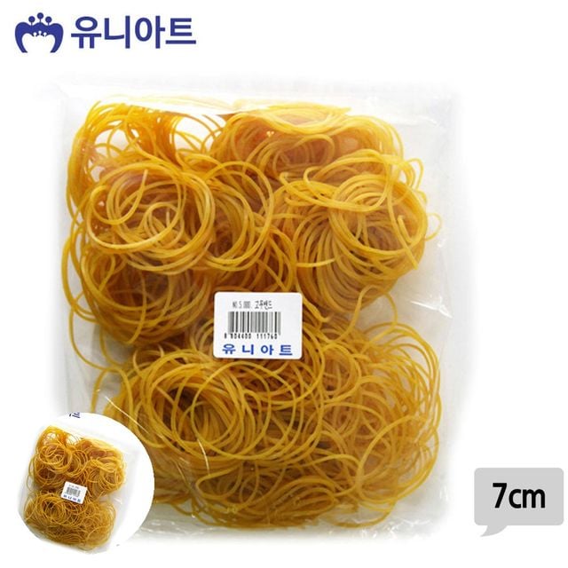 초등학생머리끈 애기고무줄 노랑 고무줄 7cm
