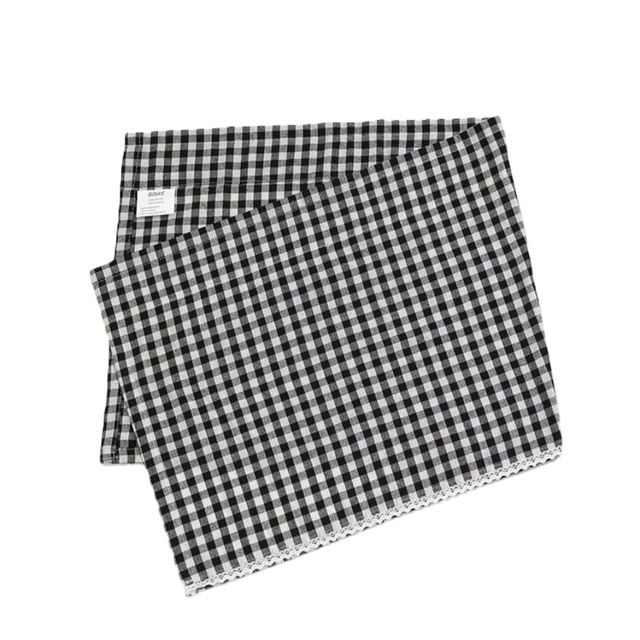 체크 바란스 커튼 106x45cm 블랙 미니가림막커튼 바란스커튼 일식집커튼
