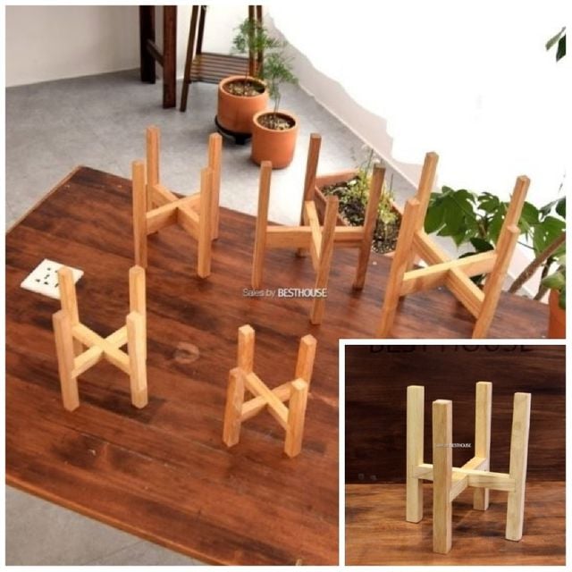 사각 원목 화분 받침대 우드스텐드 18cm 화분용 물받침대 화분받침 이동식화분받침대 화분받침대선반
