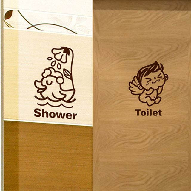 아기천사와 오리 Toilet 화장실 포인트스티커 브라운
