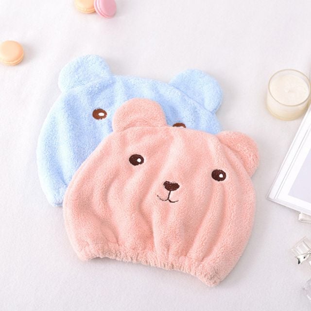 곰돌이 헤어타올 머리수건 드라이캡 타월 살롱 샤워