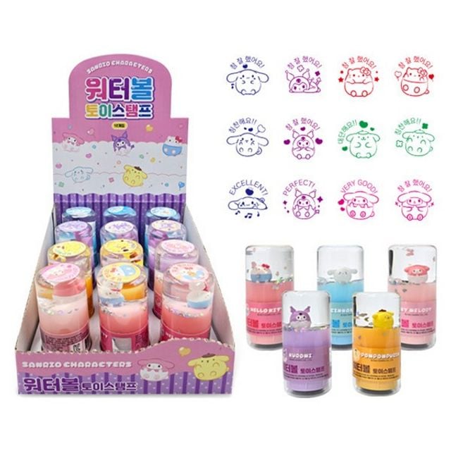 산리오캐릭터즈 워터볼스탬프 12개입 박스 그린피엔에스