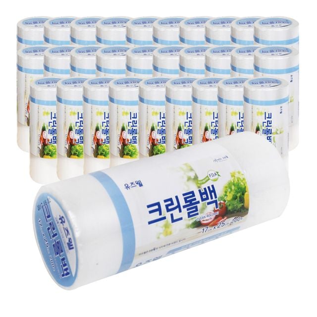 유즈웰크린롤백17x25x200매 30개입 위생롤백 소형비닐 정육포장 보관백