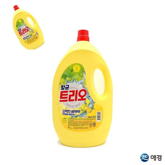 애경 트리오 주방세제 3kg 용기 1ea 순한주방세제 주방세정제 식당세제 식기세제