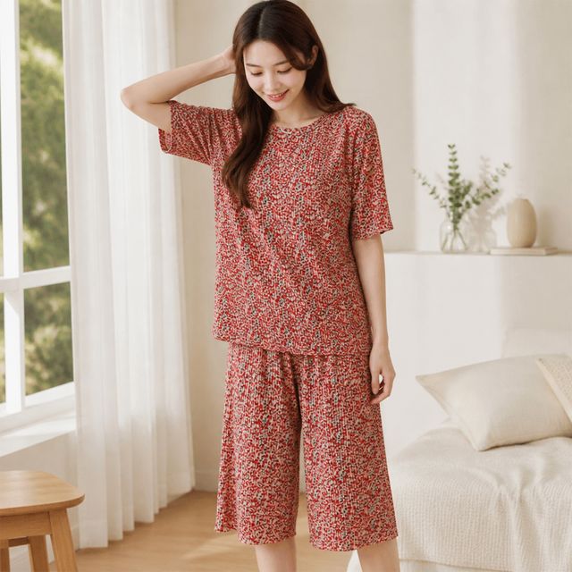 홈웨어 여성 잠옷 상하의 파자마 루즈핏 실내복 - 이미지 1