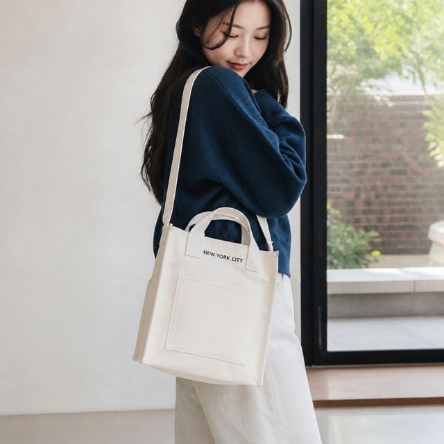 캔버스 에코백 크로스 토트백 미니 손가방 도시락 보조가방 데일리 백 - 이미지 1