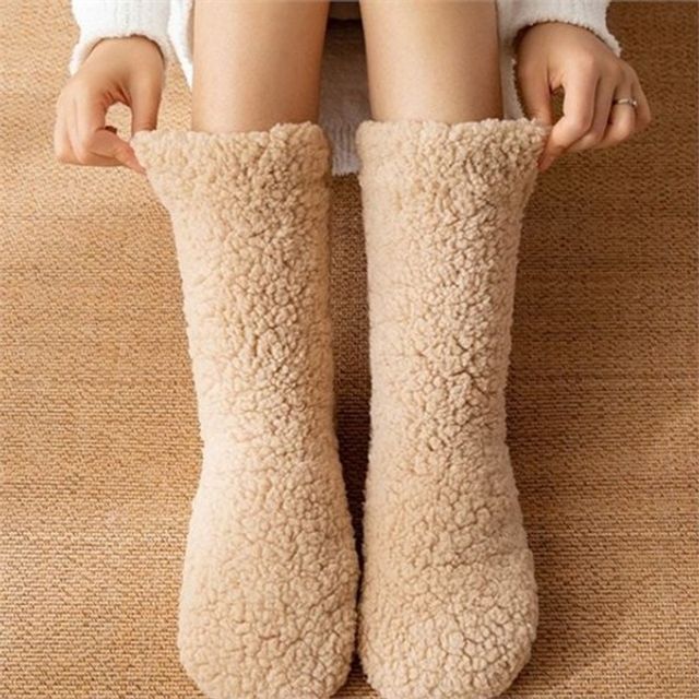 두꺼운 여성 방한 수면 양말 기모 여성 롱 수면 양말