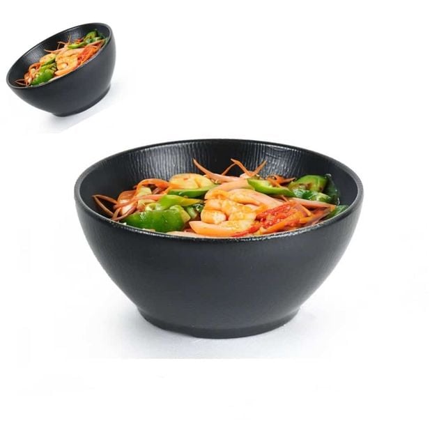 업소용 무광 매트블랙 체크 면기 3호 캠핑그릇 멜라민그릇 식당국그릇 덮밥그릇
