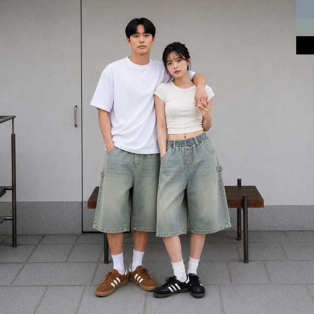 9부 남자바지 스트릿 밴딩반바지 5부 선물 바캉스 청