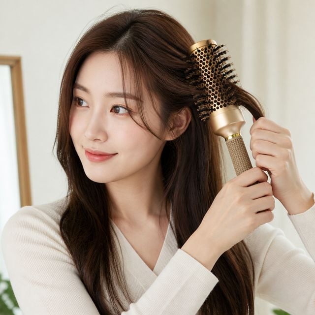 뿌리볼륨 헤어브러시 볼륨빗 스타일링 롤빗 골드중 미용실 셀프 헤어스타일링 - 이미지 1