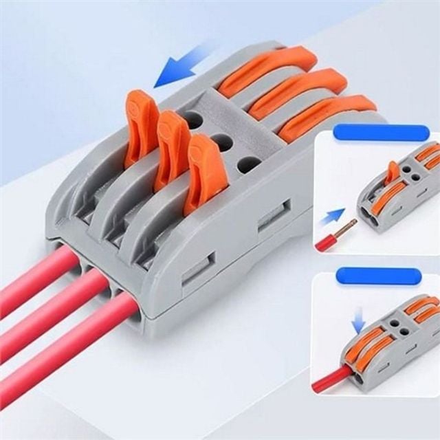 전선 커넥터 원터치 와이어 터미널 전기선 레버 재사용 배선용 단자대 작업용 케이블 너트