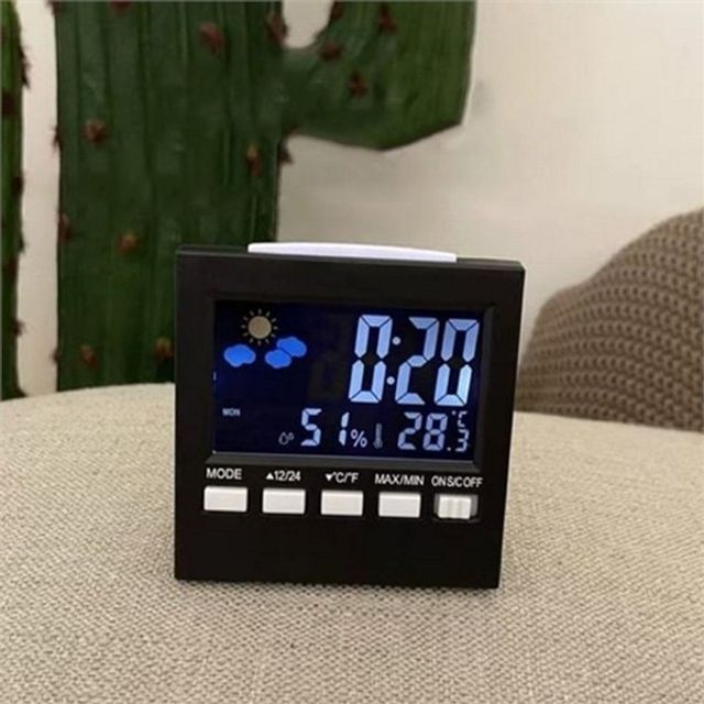 온습도 디지털 알람 시계 온습도 탁상 시계 사무실 인테리어 날씨 온도 습도 온습도계 습도계 큐브형