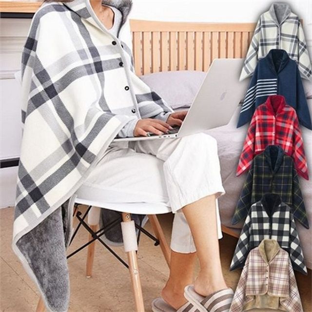 빅사이즈 똑딱이 망토 담요 실내용 극세사 망토 담요 간절기 보온