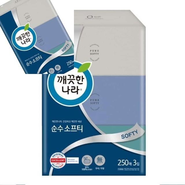 깨끗한나라 부드러운 미용티슈 100매x6입 각티슈 갑티슈 곽티슈 곽휴지
