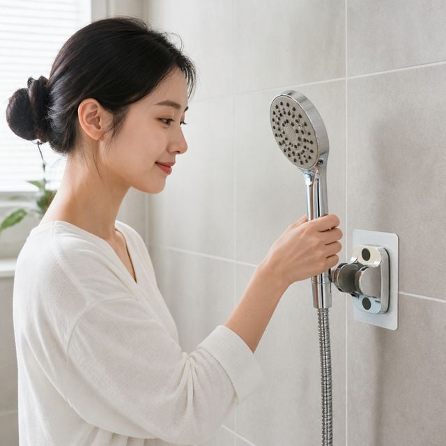 욕실 벽면 샤워기 헤드 홀더 2컬러 부착식 거치대 설치 욕실용품