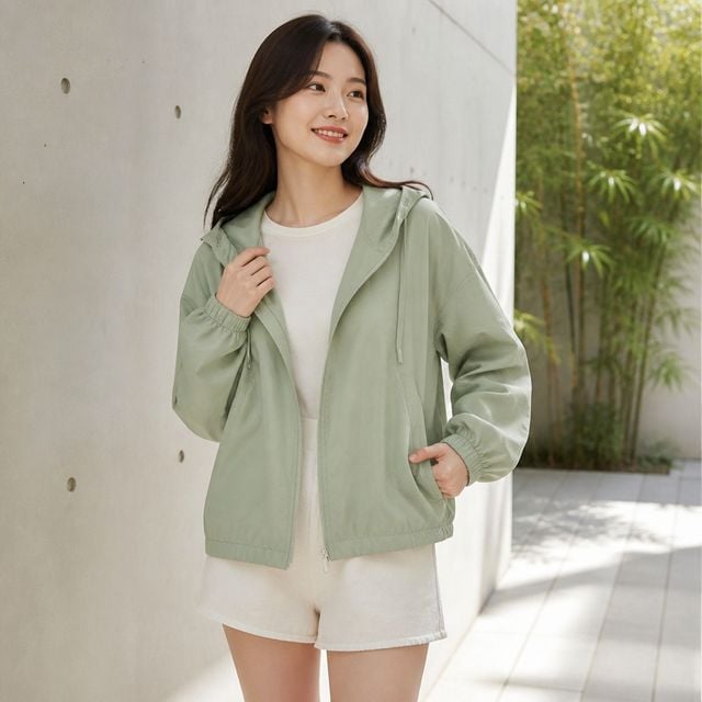 여성 바람막이 집업 자켓 봄 가을 아우터 여름 후드 점퍼 비치웨어 수영복 커버업 - 이미지 1
