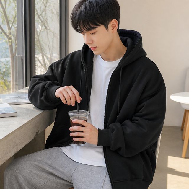 오버핏 후드집업 남녀공용 루즈핏 점퍼 간절기 아우터 데일리 후드 잠바 가디건