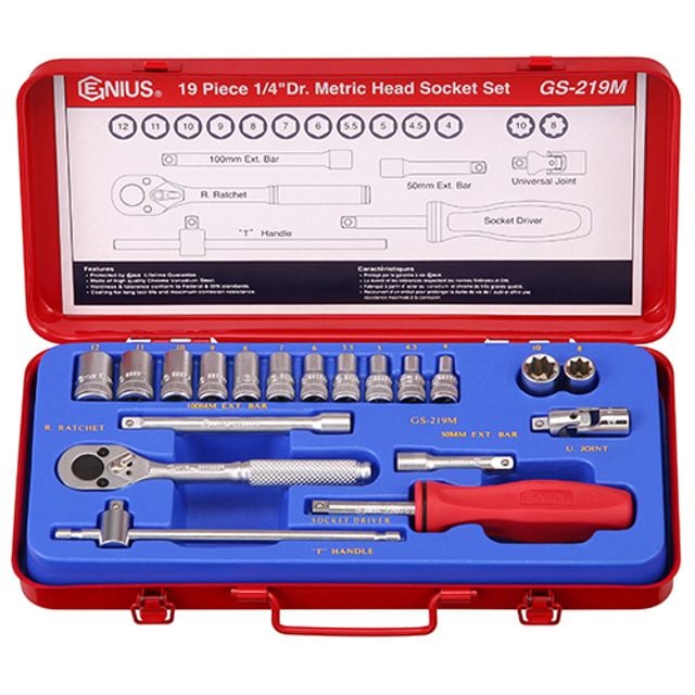 지니어스핸드소켓 핸드소켓세트 GS-219M(1/4x4-12)19P 1SET