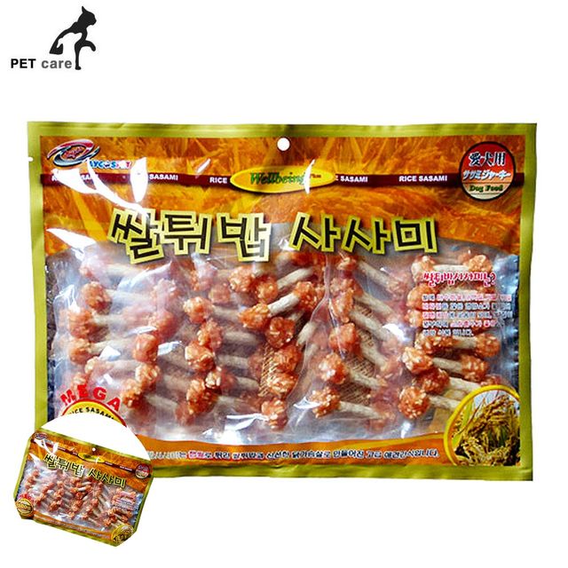 반려견간식 애견간식 쌀튀밥 덤벨 사사미 500g
