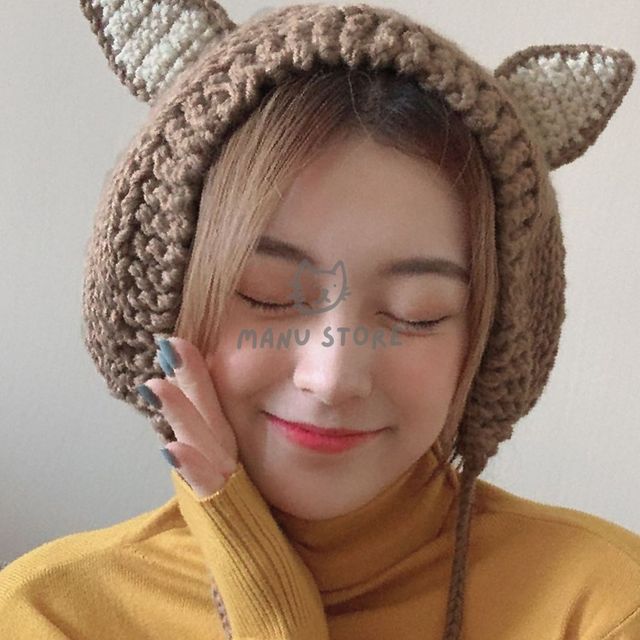 겨울모자 여자귀마개 니트 귀도리 브라운