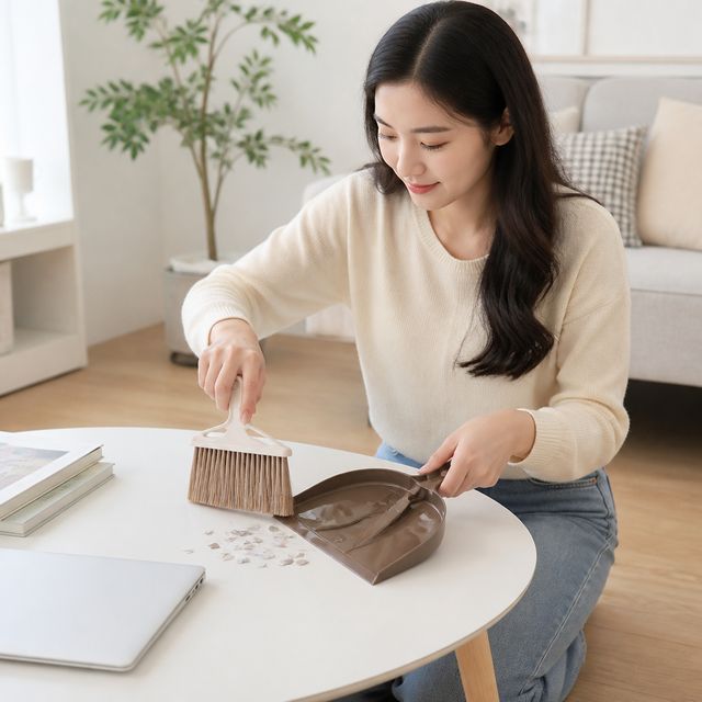 미니 쓰레받기 빗자루 청소용 도구 데스크 정리용품 - 이미지 1