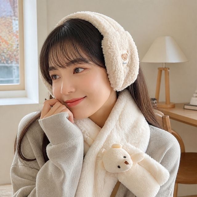 여성 겨울 귀도리 털 귀마개, 한파 방한 아이템 - 이미지 1