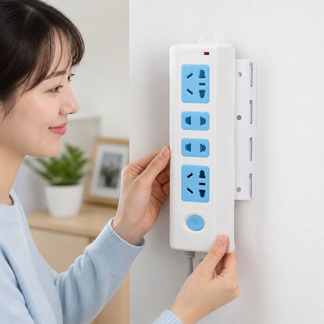 화이트 벽면 부착형 멀티탭 거치대 슬라이드 브라켓 10개