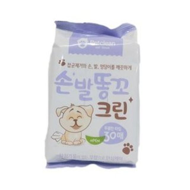 펫크린 손발똥꼬 물티슈 30매 애견 위생 청결 관리용품