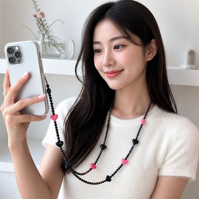 휴대폰 목걸이 스트랩 하트 줄 스마트폰 액세서리 폰