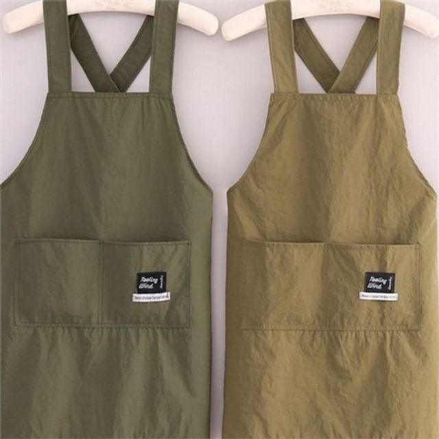 원피스형 주방용 앞치마 주머니 방수 앞치마 요리용 작업용 데일리 카페