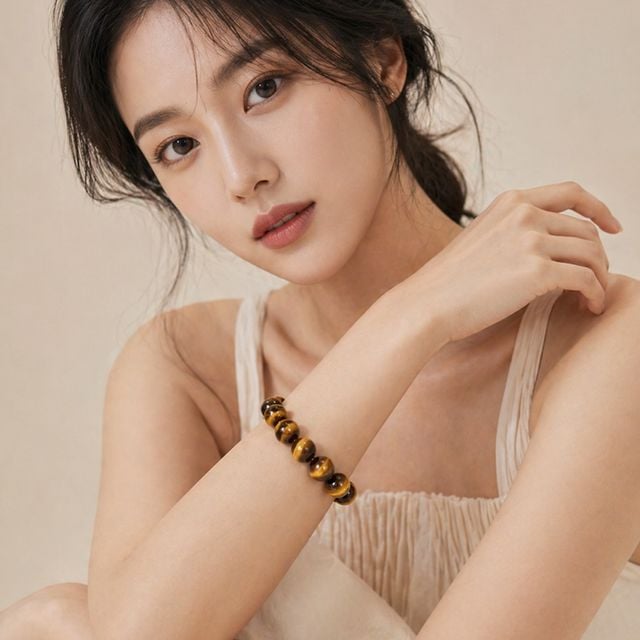 특5A급 천연 호안석 염주 팔찌 - 이미지 1