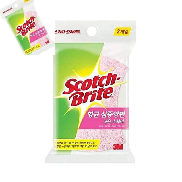3M 삼중양면 고운수세미 2개입 설거지수세미 탄냄비수세미 캠핑수세미 세제수세미