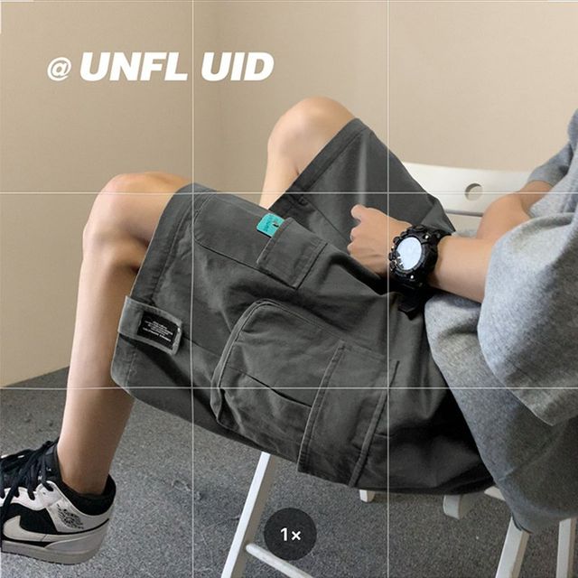 반바지 남성 ins 포켓 와이드레그 캐주얼 스포츠 바지