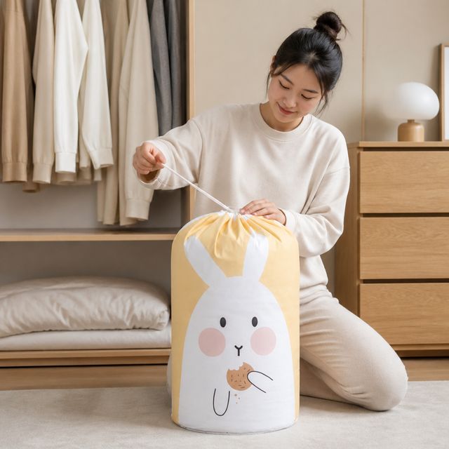 특대형 리빙박스 의류 이불 정리함 수납 보관주머니 옷장 장난감 보관함