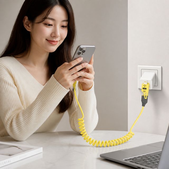4in1 스프링 고속 충전 케이블 USB 스마트폰