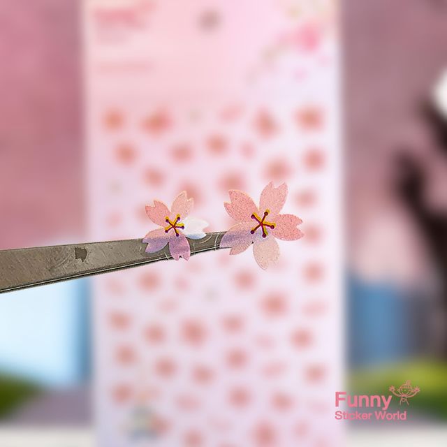 퍼니스티커C585 분홍 꽃잎 식물 PVC 시즌 스티커 - 이미지 2