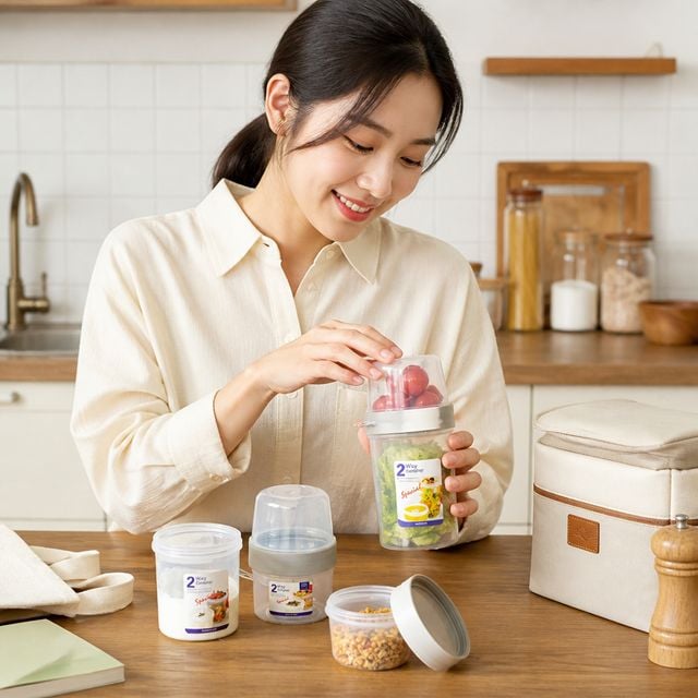 샐러드용 원형 밀폐 용기 식단 관리 도시락통 직장인 식사 보관함 - 이미지 1