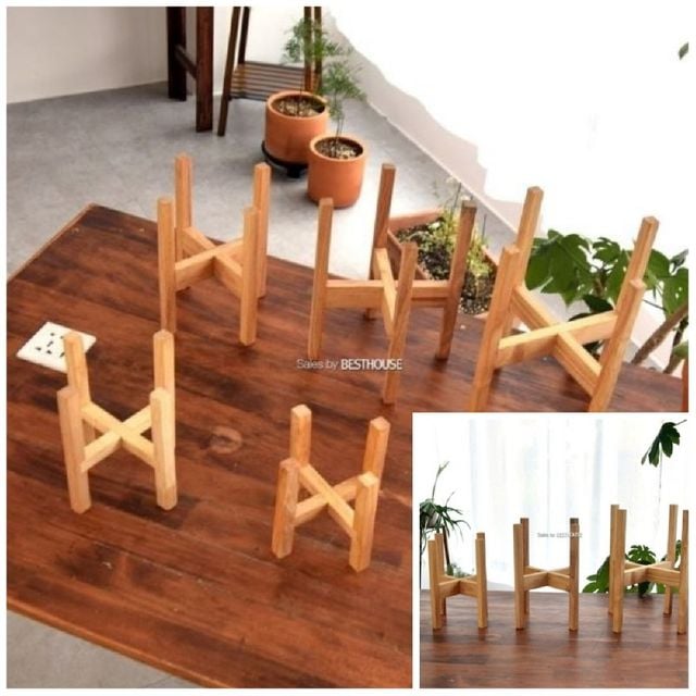 사각 원목 화분 받침대 우드스텐드 8cm 화분용 원목화분받침 화분나무받침 나무화분받침 원목화분받침대