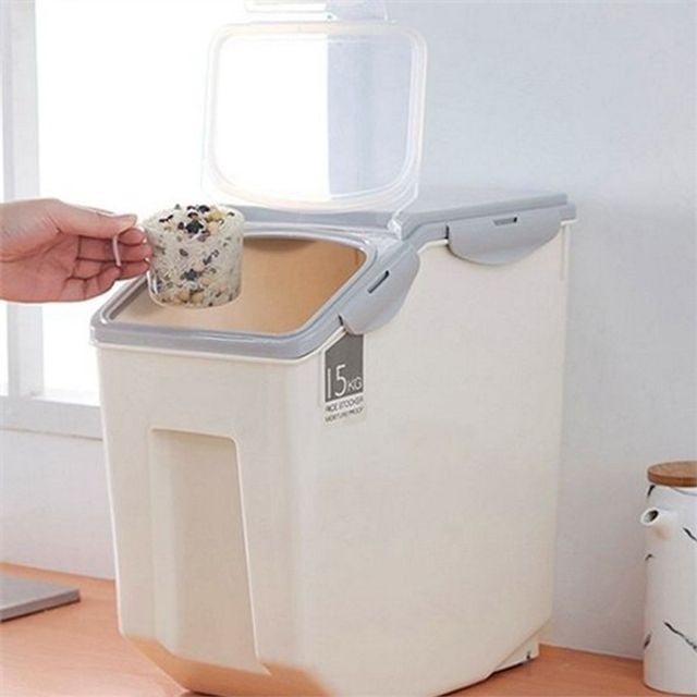 쌀 보관 용기 쌀통 보관함 15kg 밀폐형 대용량 주방 식자재 식료품 다용도 정리 수납