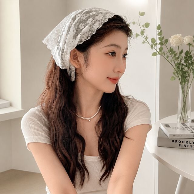 레이스 반다나 보닛햇 시스루 헤어커치프 스카프 두건 레이어드 잡화