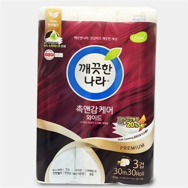 화장실용 화장지 물 녹는 화장지 두루마리화장지 비데 무형광 3겹 도톰한 천연