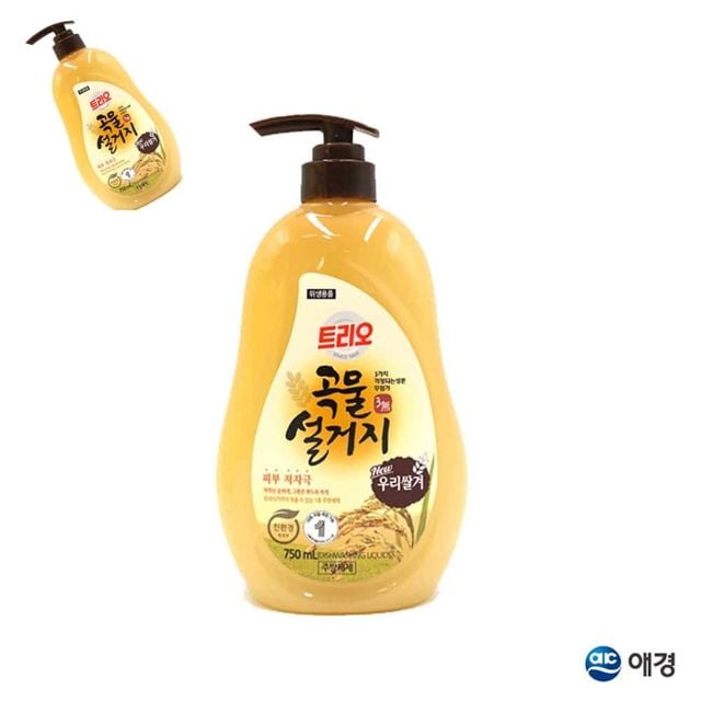트리오 곡물설거지 우리쌀겨 주방세제 750mL 용기 1ea 설거지세제 주방용세제 과일세척제 그릇세제