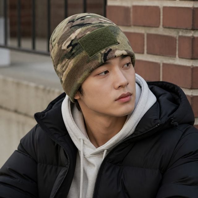 군용 스타일 와펜 패치 비니 모자 겨울 남자 여자 방한 용품 - 이미지 1