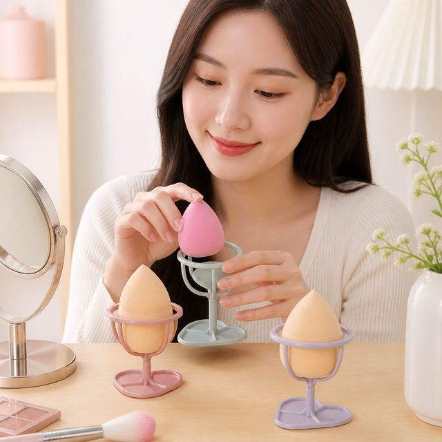 물방울 퍼프 거치대 화장대 정리함 메이크업 스펀지 보관대