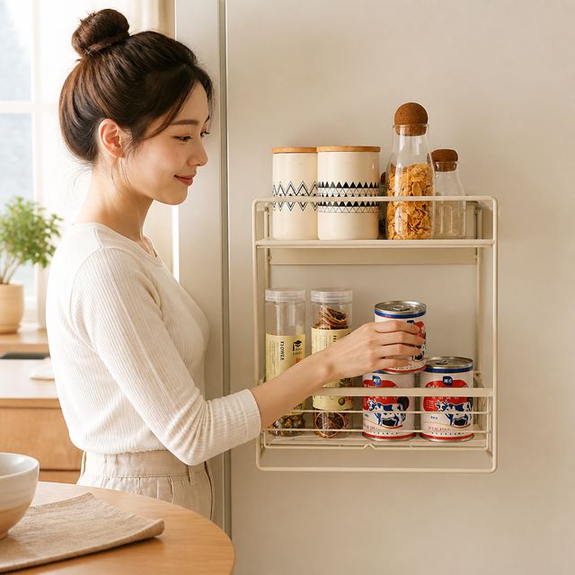 마그네틱 자석 수납함 부착형 정리대 냉장고 세탁기 전자레인지 보관함