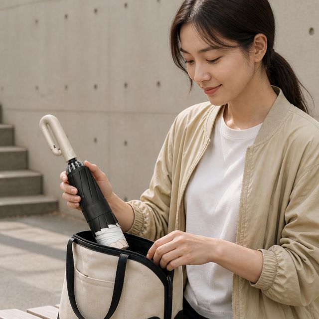 비바람우산 카라비너 10k 이중살 자동우산 야외용 우산 장마철용 접이식우산